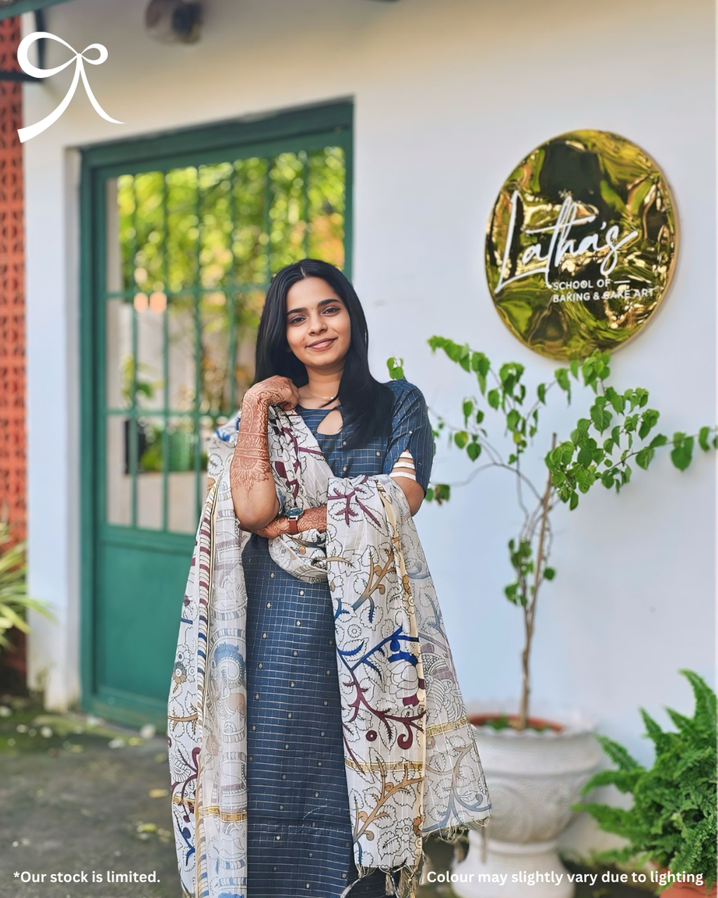 Raw Silk Zari Check Suit Set with Kalamkari Dupatta – Neelima