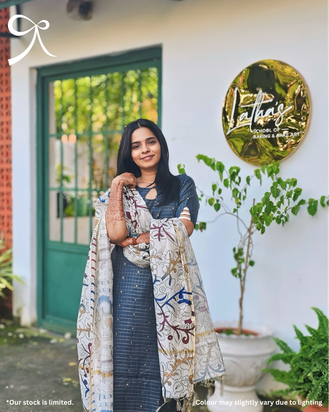 Raw Silk Zari Check Suit Set with Kalamkari Dupatta – Neelima