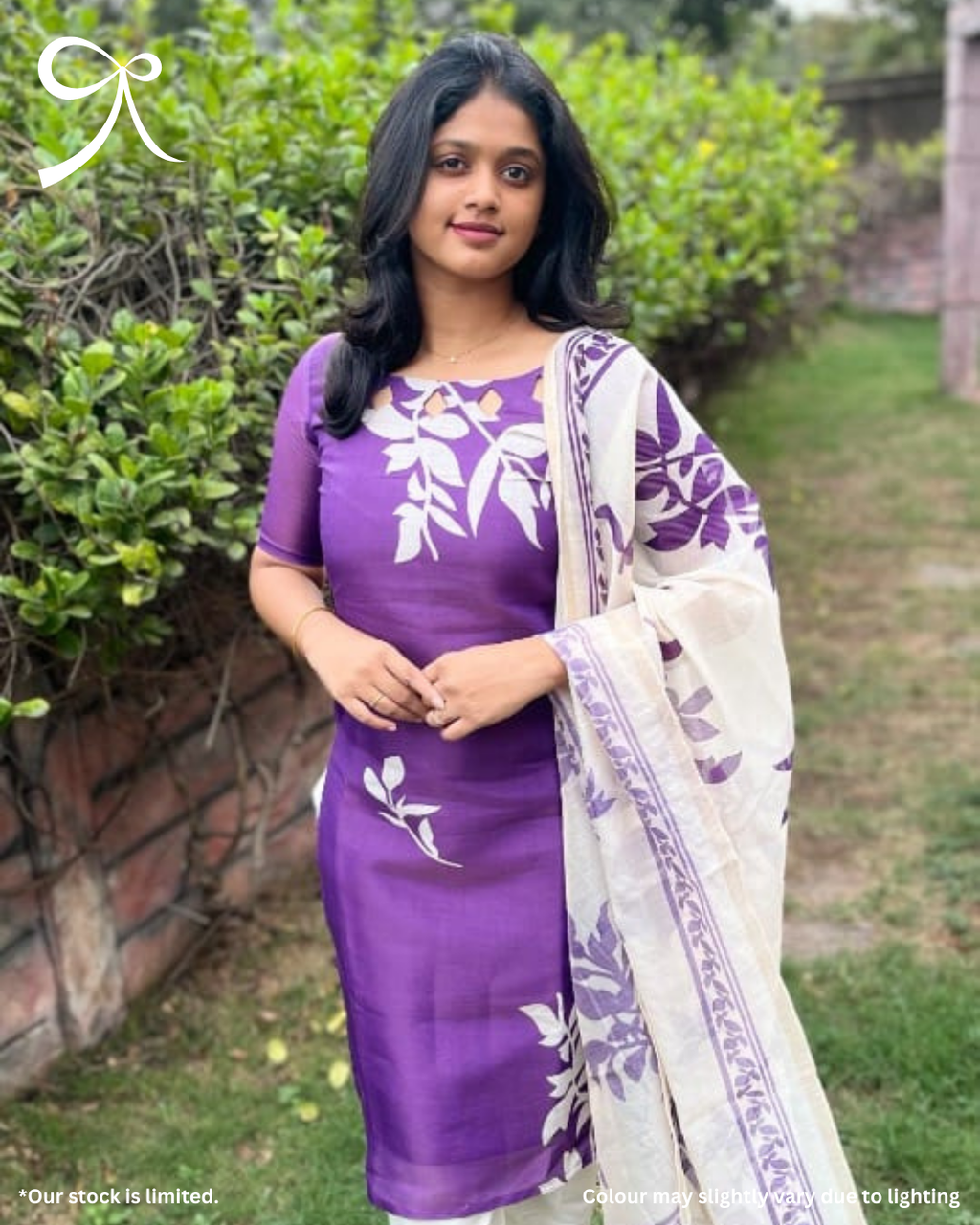 Violet Linen Muslin Printed 3-Piece Salwar Suit