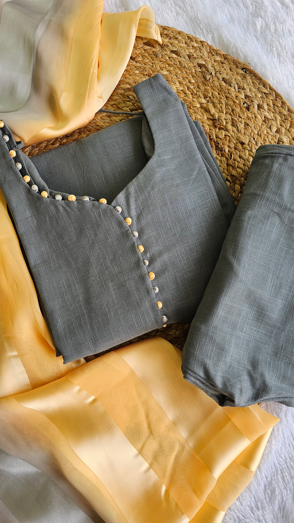 Handloom Khadi Cotton Set with Pastel Ombré Dupatta – Ahalya