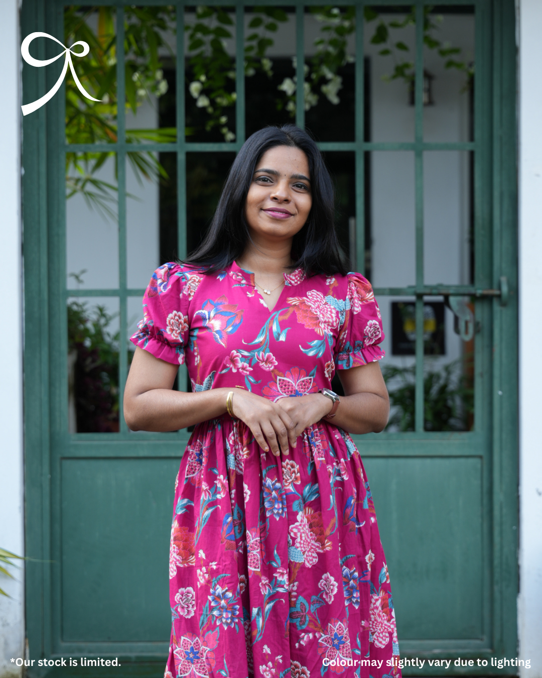 Pink Floral Cotton Maxi Dress