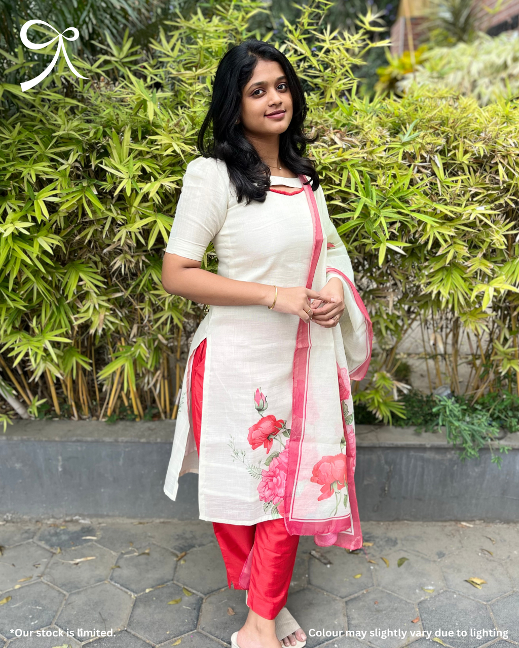 White Linen Muslin Printed 3-Piece Salwar Suit