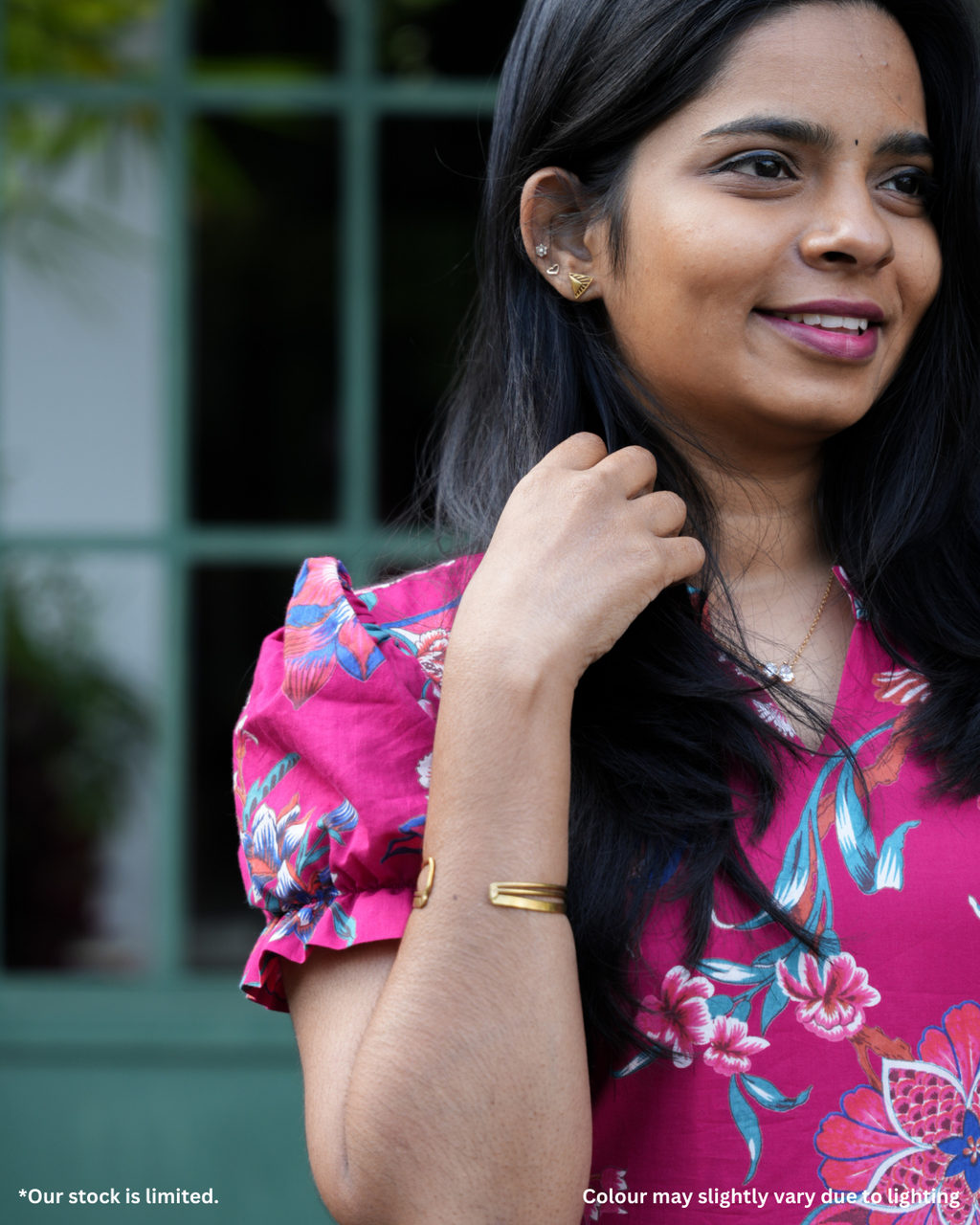 Pink Floral Cotton Maxi Dress