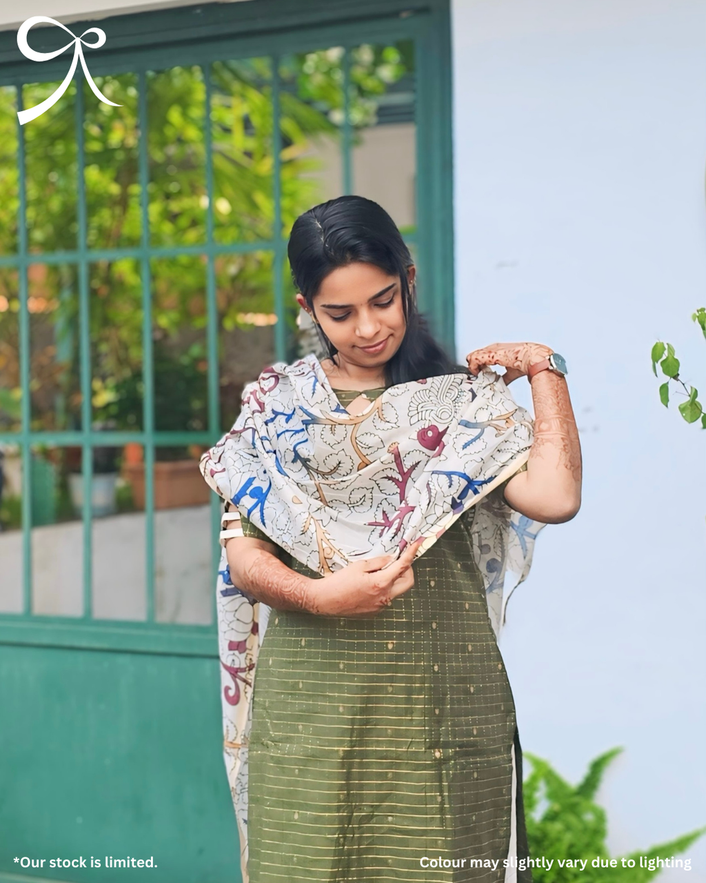 Front pose showcasing neckline, sleeves, and dupatta — Page maintained by Creations by Nash.