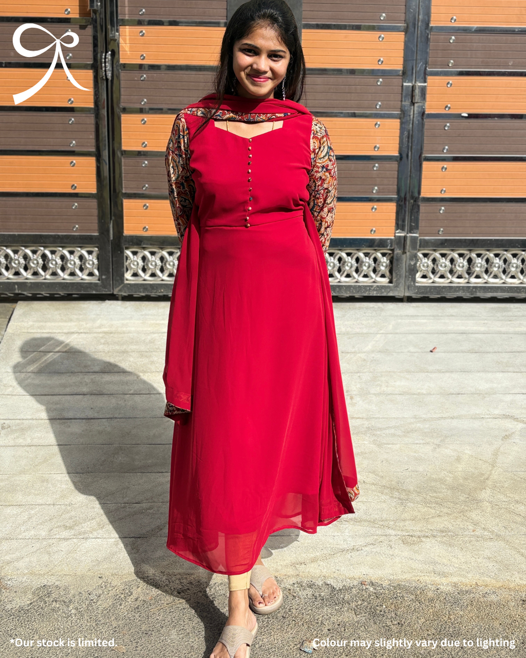 Georgette Kalamkari A-line Top with Dupatta – Saaral