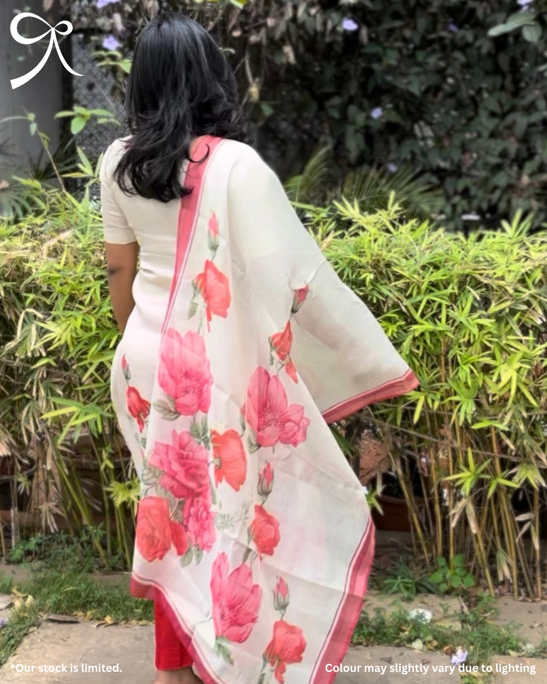 White Linen Muslin Printed 3-Piece Salwar Suit